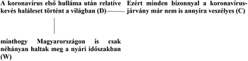 Szöveg a koronavírus első hulláma utáni halálesetekről és a járvány veszélyességéről.