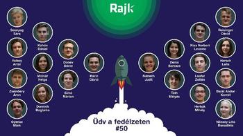 Rakéta körül emberek nevekkel, üdvözlés a fedélzeten #50
